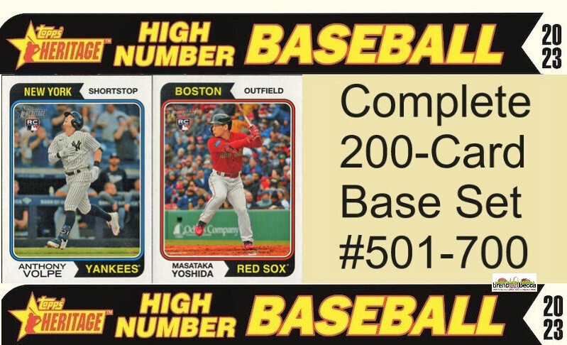 2023 Topps Heritage High Number COMPLETE BASE SET #501-700 (200 Cards) Volpe RC+