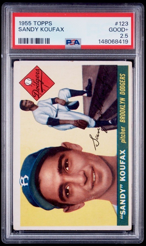 1955 Topps Dodgers Sandy Koufax #123 HOF RC PSA 2.5 GOOD+ WELL CENTERED