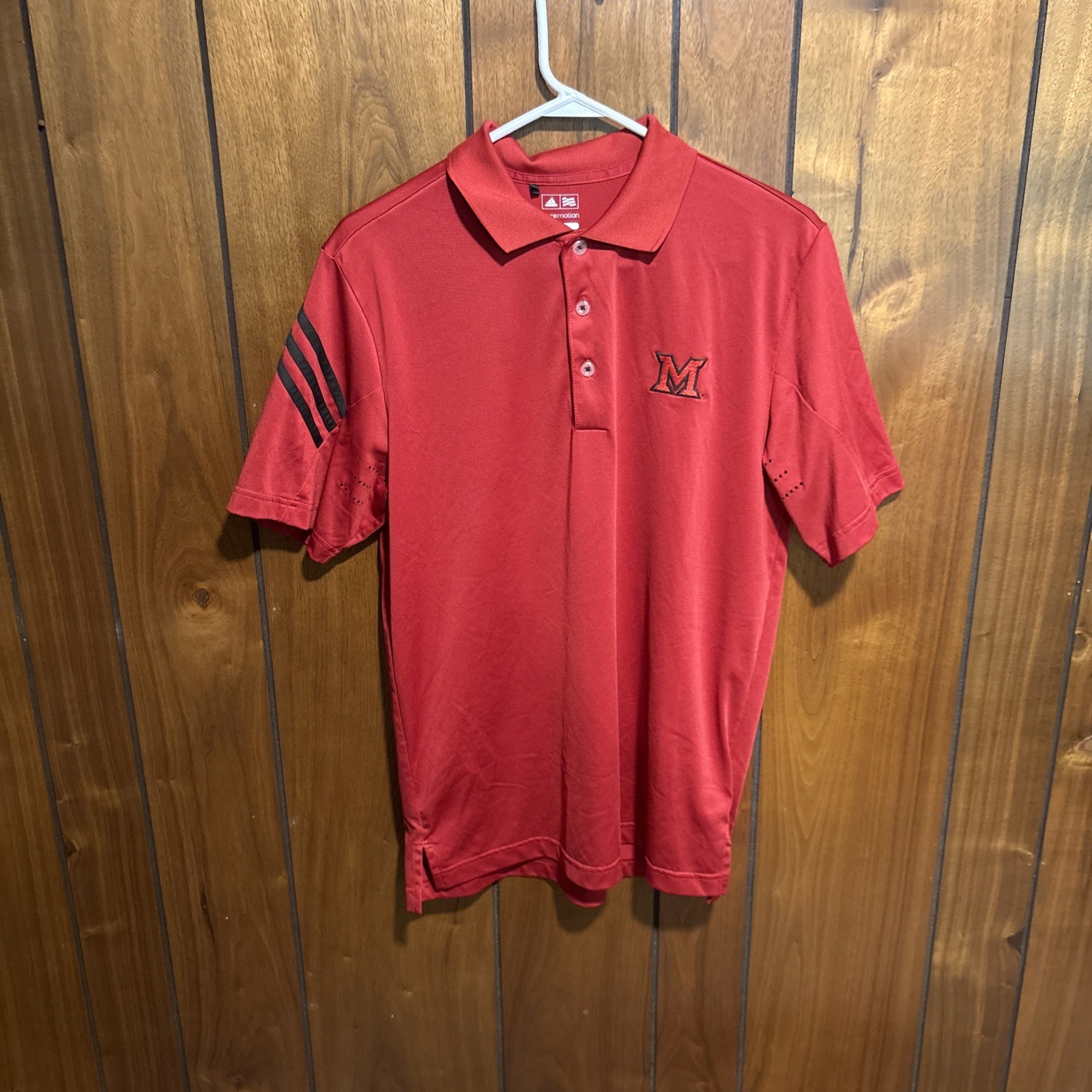 Adidas Puremotion ClimaCool Miami Ohio RedHawks Polo Shirt Men’s Small Red