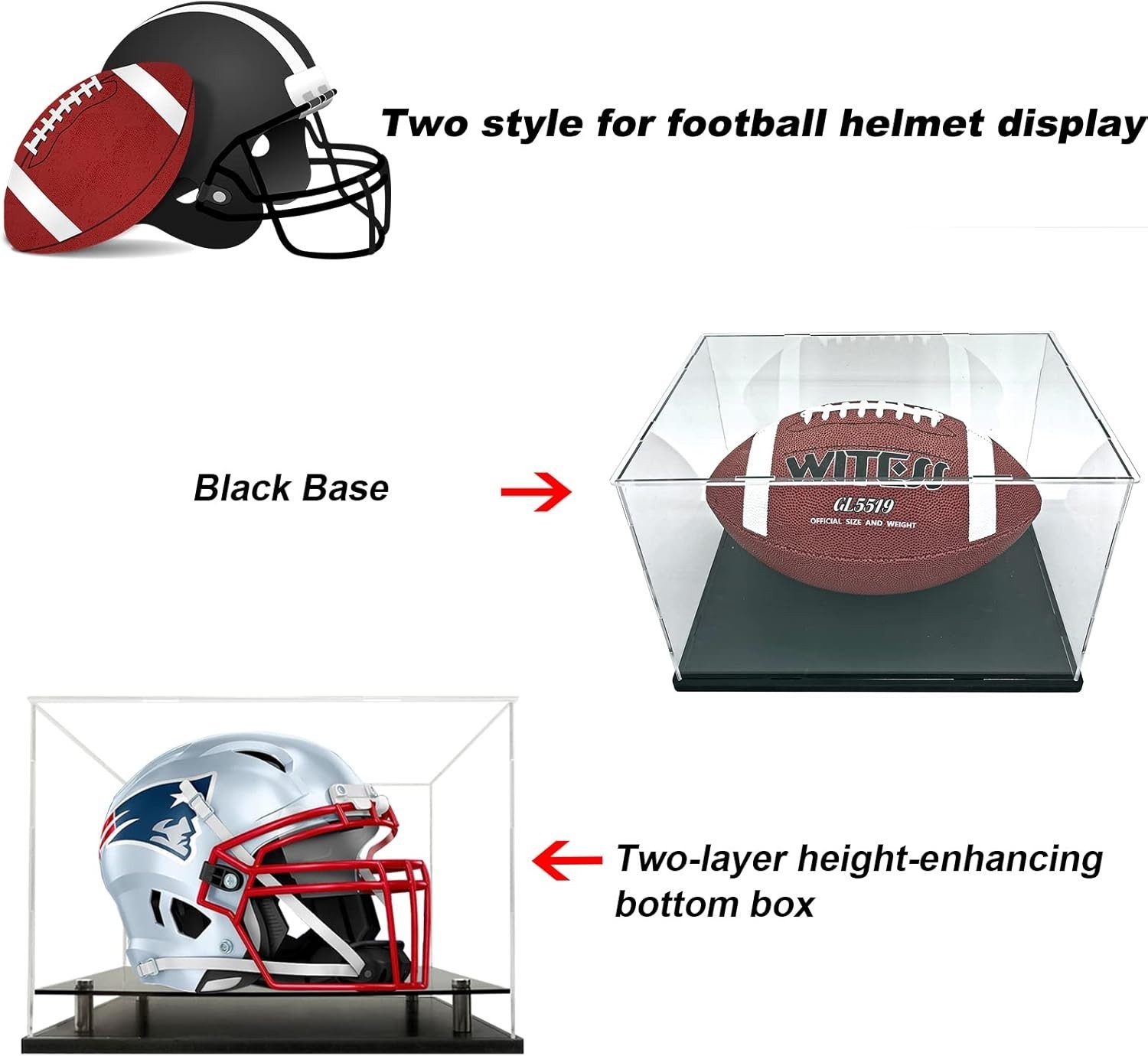 High Transparency Dustproof Football Helmet Display Case – 14.2x11x12.6 Inches