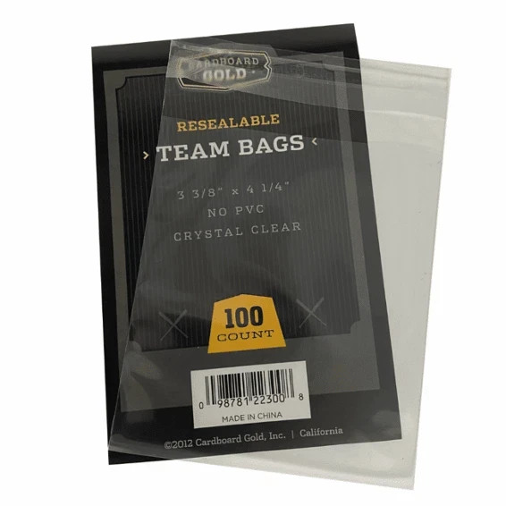 CBG Team BAGS Lots of 200 Resealable SLEEVES – 2 packages of 100 each