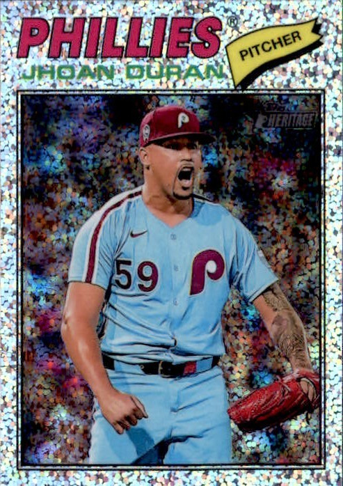 Jhoan Duran 2026 Topps Heritage Chrome Silver Sparkle Refractor SP Card #14