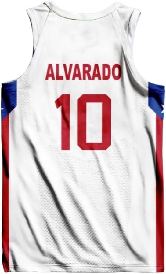 Custom Alvarado 10 Arroyo 7 Barea 5 Team PR Puerto Rico Basketball Jersey 4 Colo