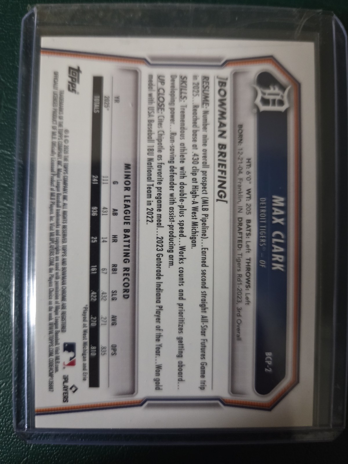 2026 Bowman Chrome SSP Image Variation Mojo Max Clark Detroit Tigers BCP-2 🔥💎