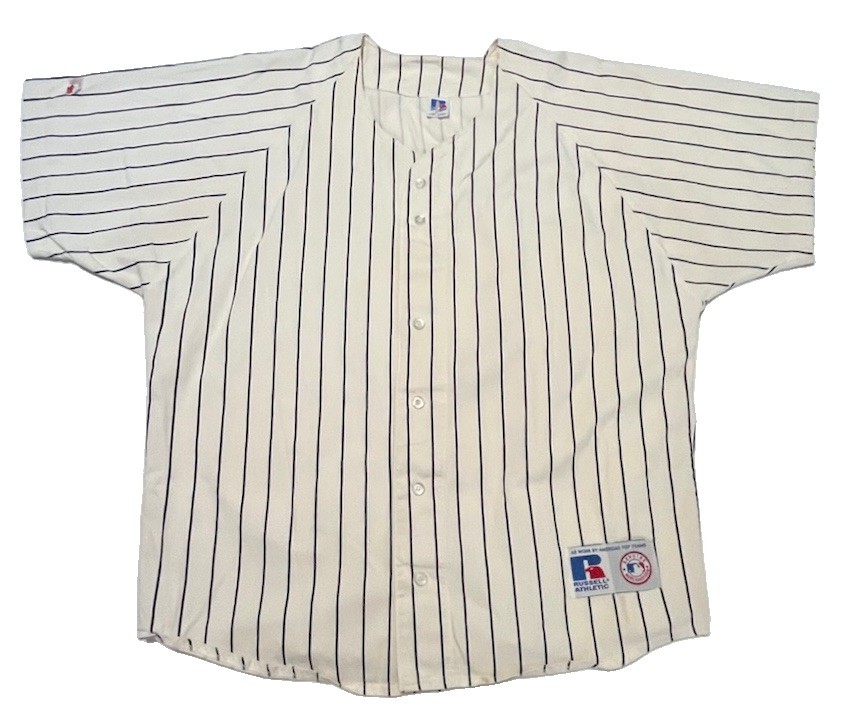 Russell Athletic Vintage 90s MLB Baseball Jersey USA Pin Stripe Blank Large