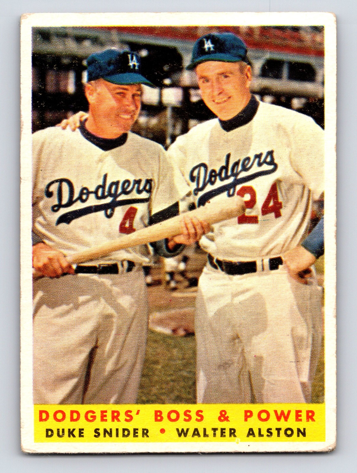 1958 Topps #314 Dodgers’ Boss & Power (Duke Snider / Walter Alston)