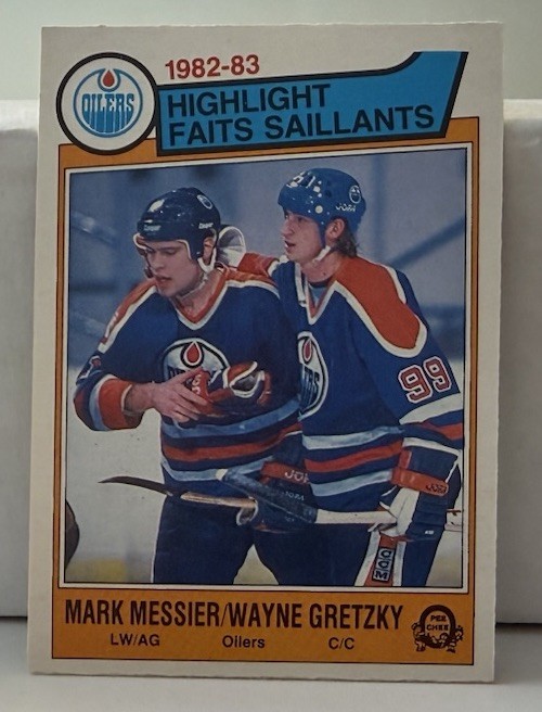 1983-84 O-Pee-Chee OPC #23 Wayne Gretzky/Mark Messier Highlights Edmonton Oilers