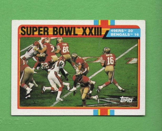 1989 TOPPS Football SUPER BOWL XXII #1 49ERS 20 BENGALS 16 Feat. JOE MONTANA NM