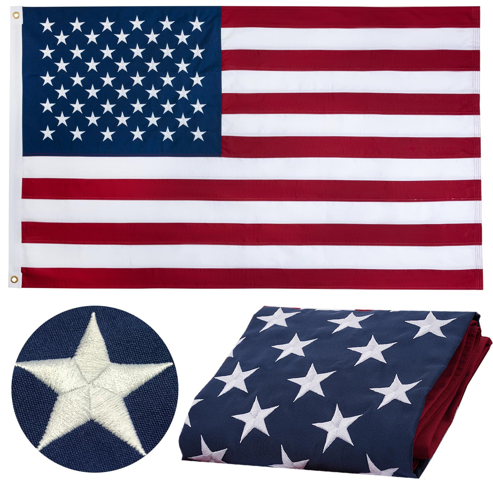 American Flag 3×5 ft 100% Cotton US Flag, Heavy Duty USA Ft