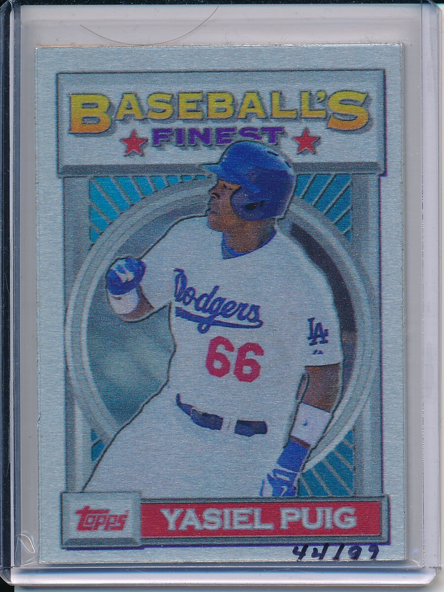 2015 Topps Baseball’s Finest Yasiel Puig Metal 1993 Online Only Card #d 44/99