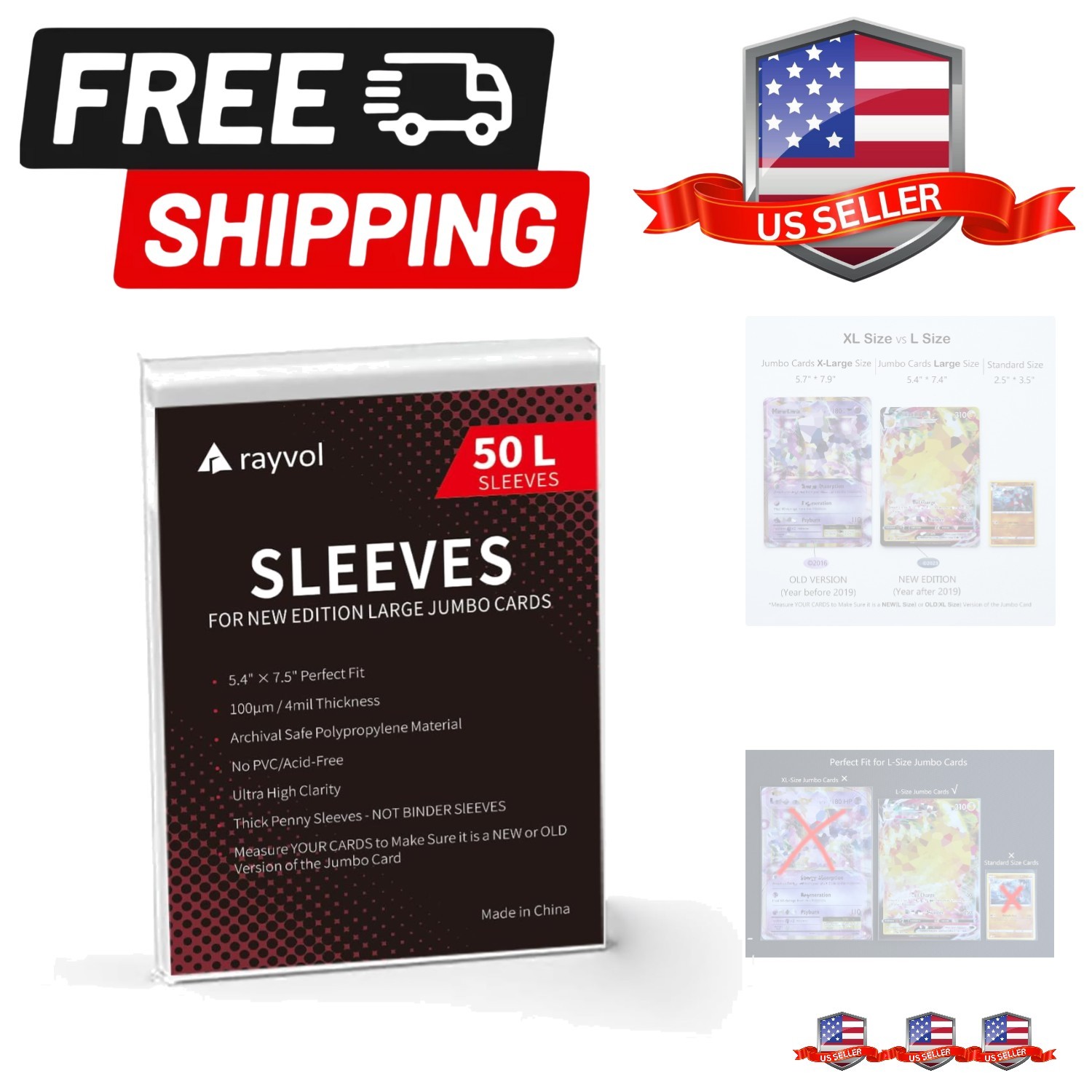 Jumbo Card Sleeves Size L:5.4 x 7.4 Inch – Card Sleeves for Oversized TCG Tra…