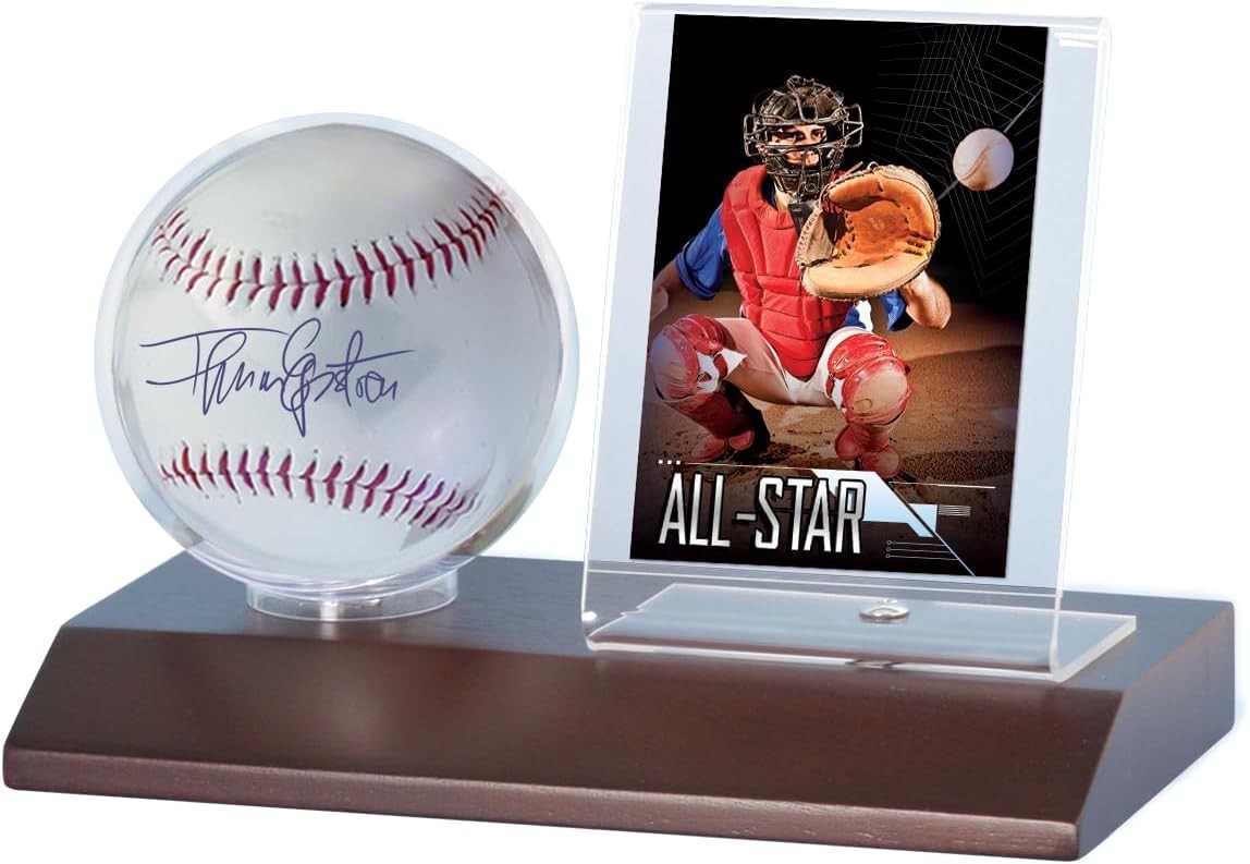 Wood Baseball Display Holder – Compact 8.2 x 6.5 Inch Tabletop Design