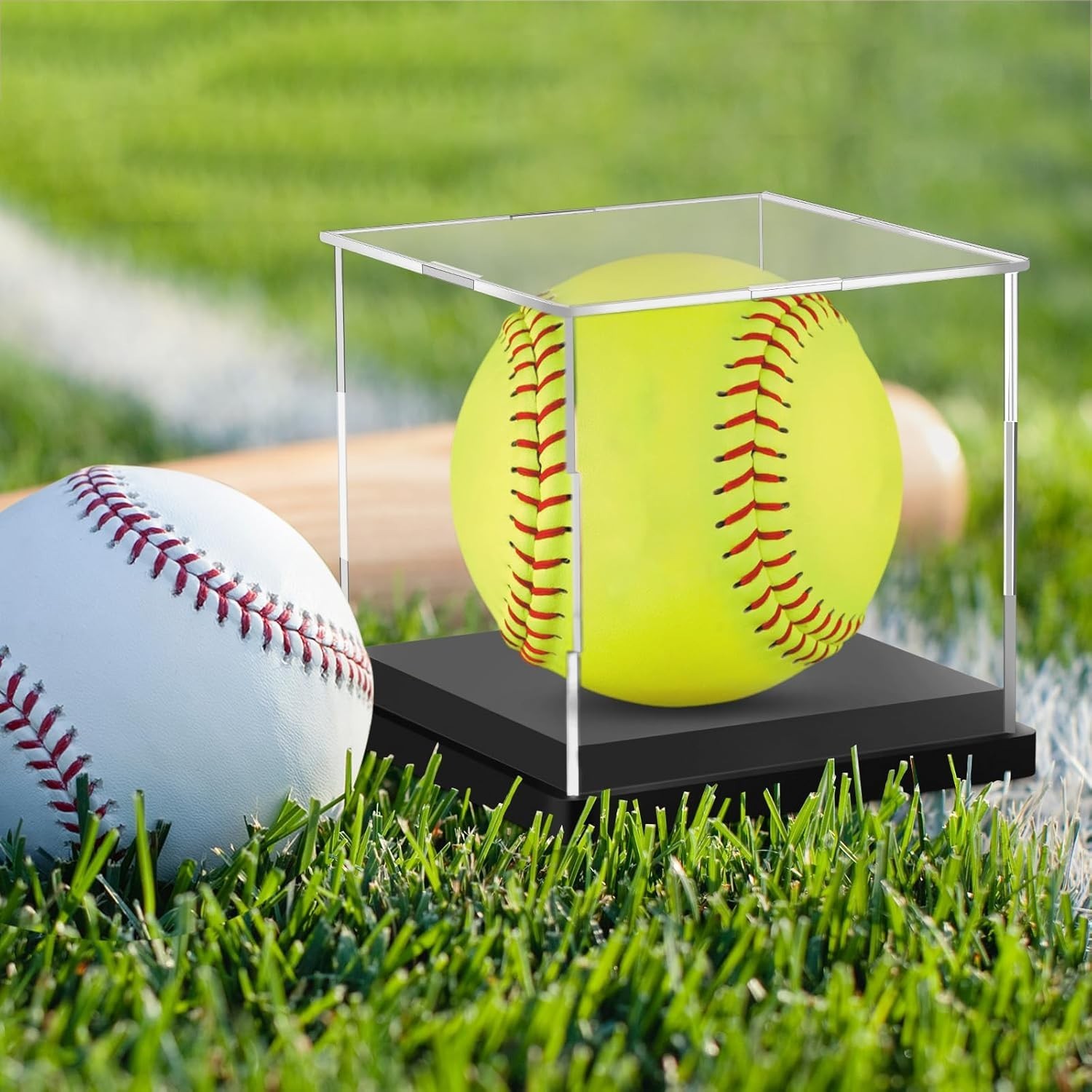 Softball Display Case, Plastic Display Holder for Official Size Softball, Clear