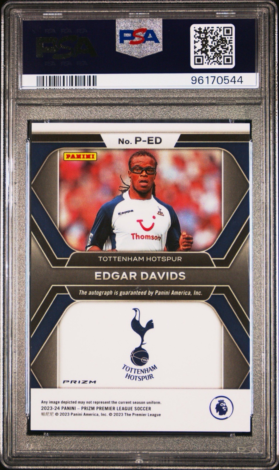 2023-24 Prizm Premier League Penmanship Edgar Davids Green Pulsar Auto PSA 10