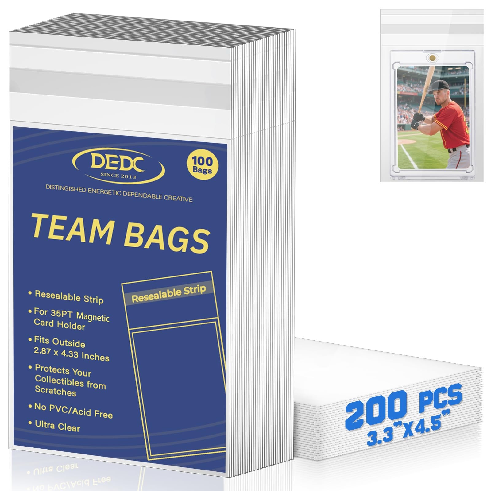 200Pcs Trading Cards Team Bags for One Touch Magnetic Card Holder, Team Set Bags