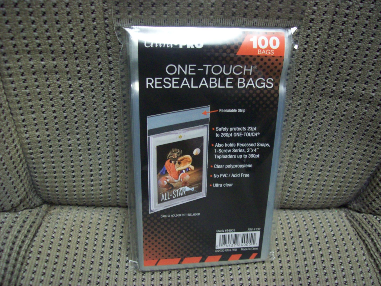 One-Touch Resealable Bags by Ultra Pro with 100 bags per package.