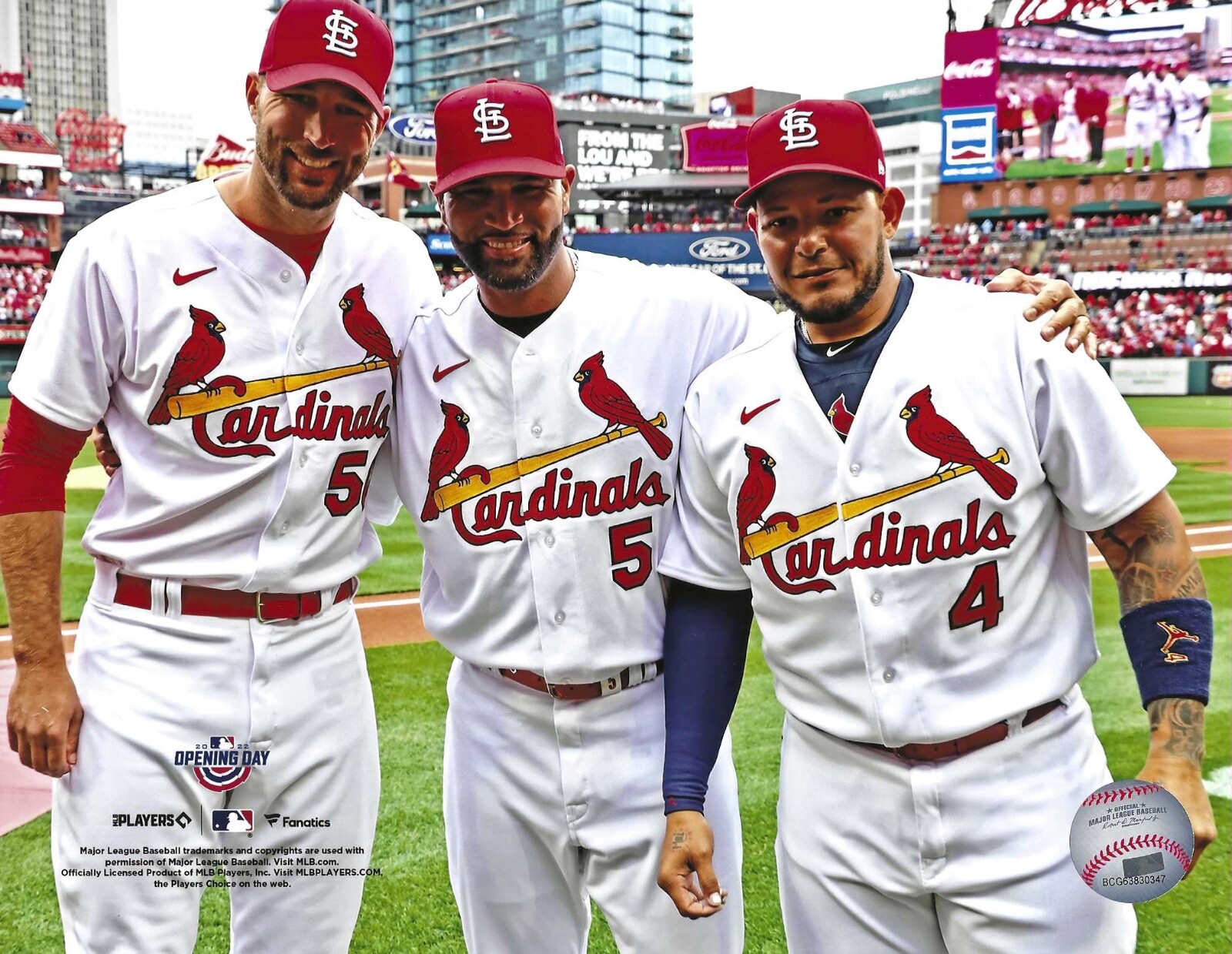 St. Louis Cardinals Wainwright, Pujols & Molina On Opening Day 8×10 Photo Poster