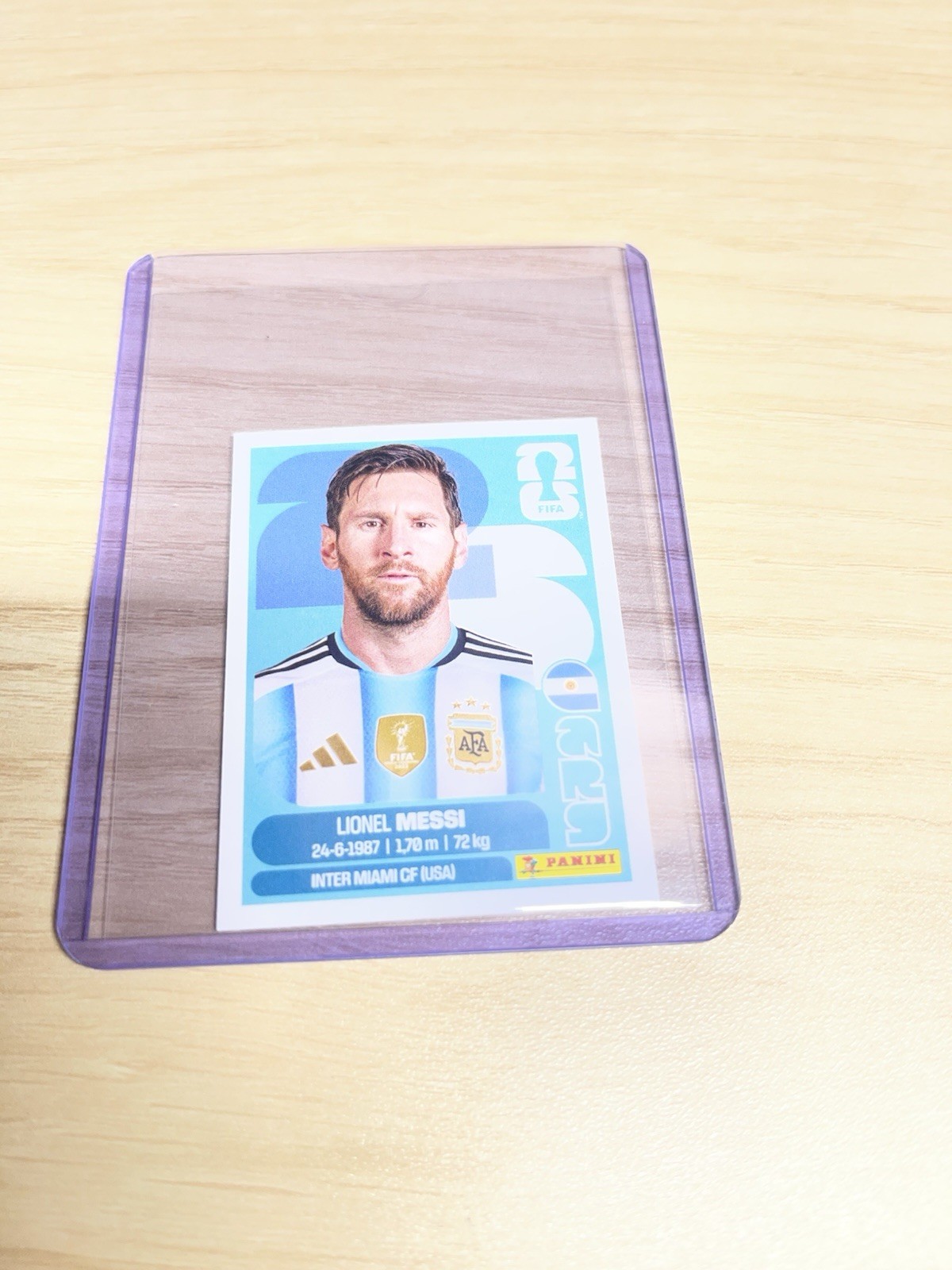 2026 Panini FIFA World Cup Messi ARG 17 Sticker White Border Off Center