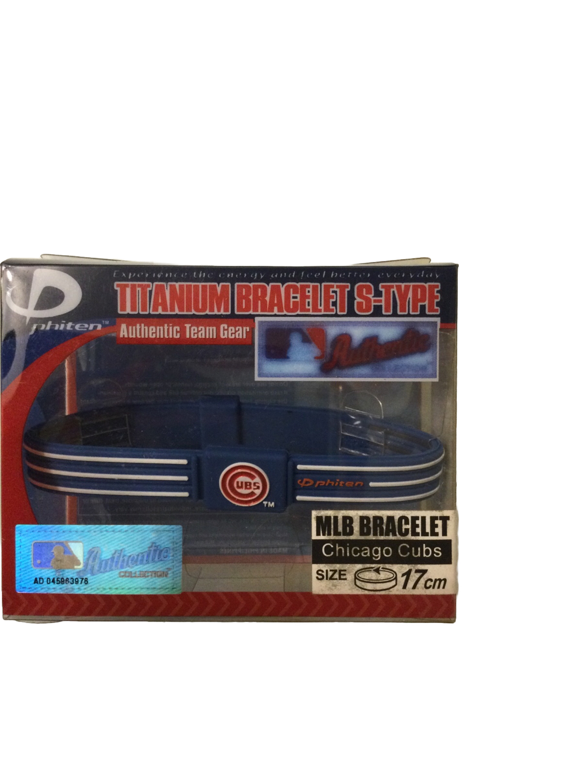 Chicago Cubs Phiten – Titanium Bracelet – Wristband S-Type – 6 3/4 inch
