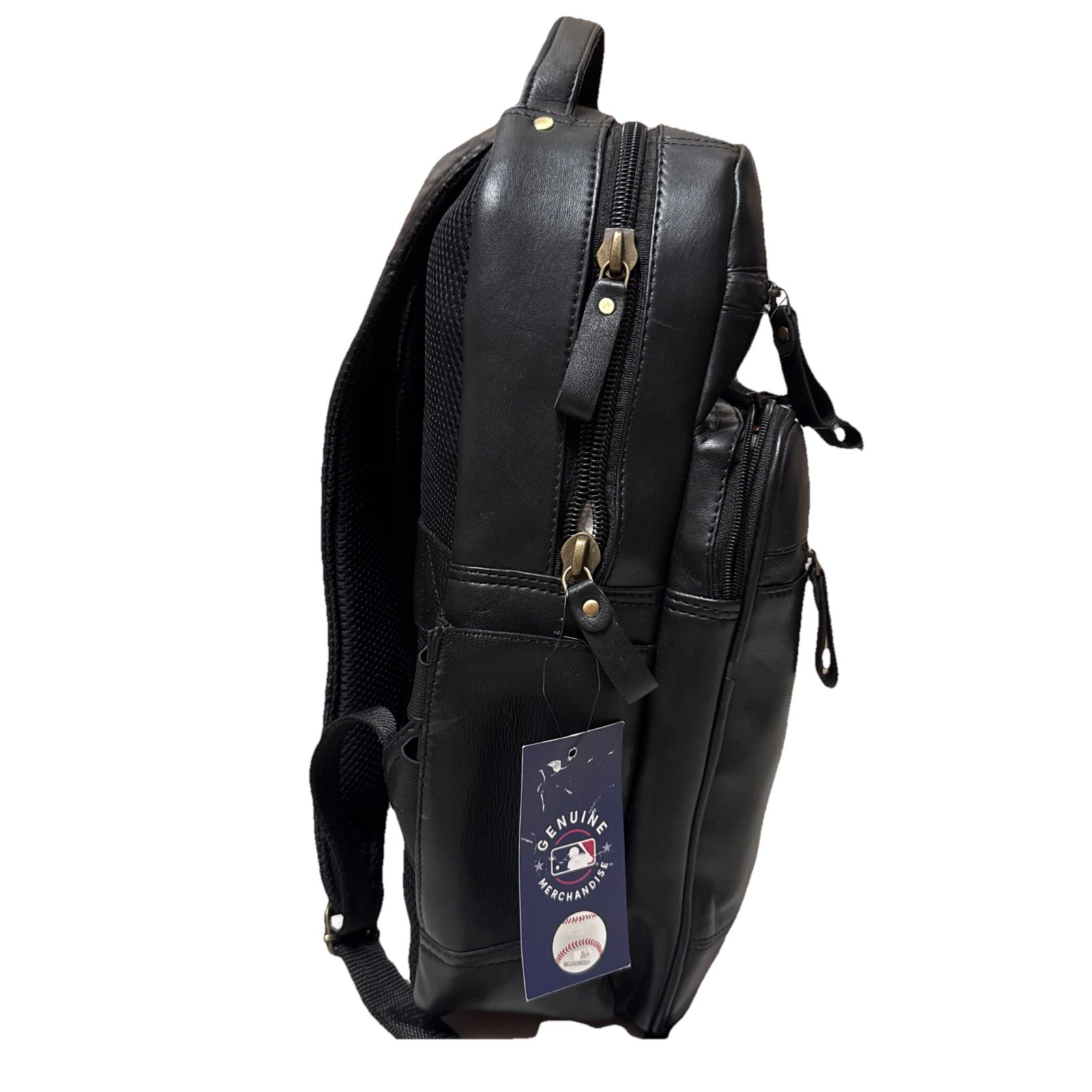 NY Yankees Backpack MLB Genuine Merchandise Leather Black