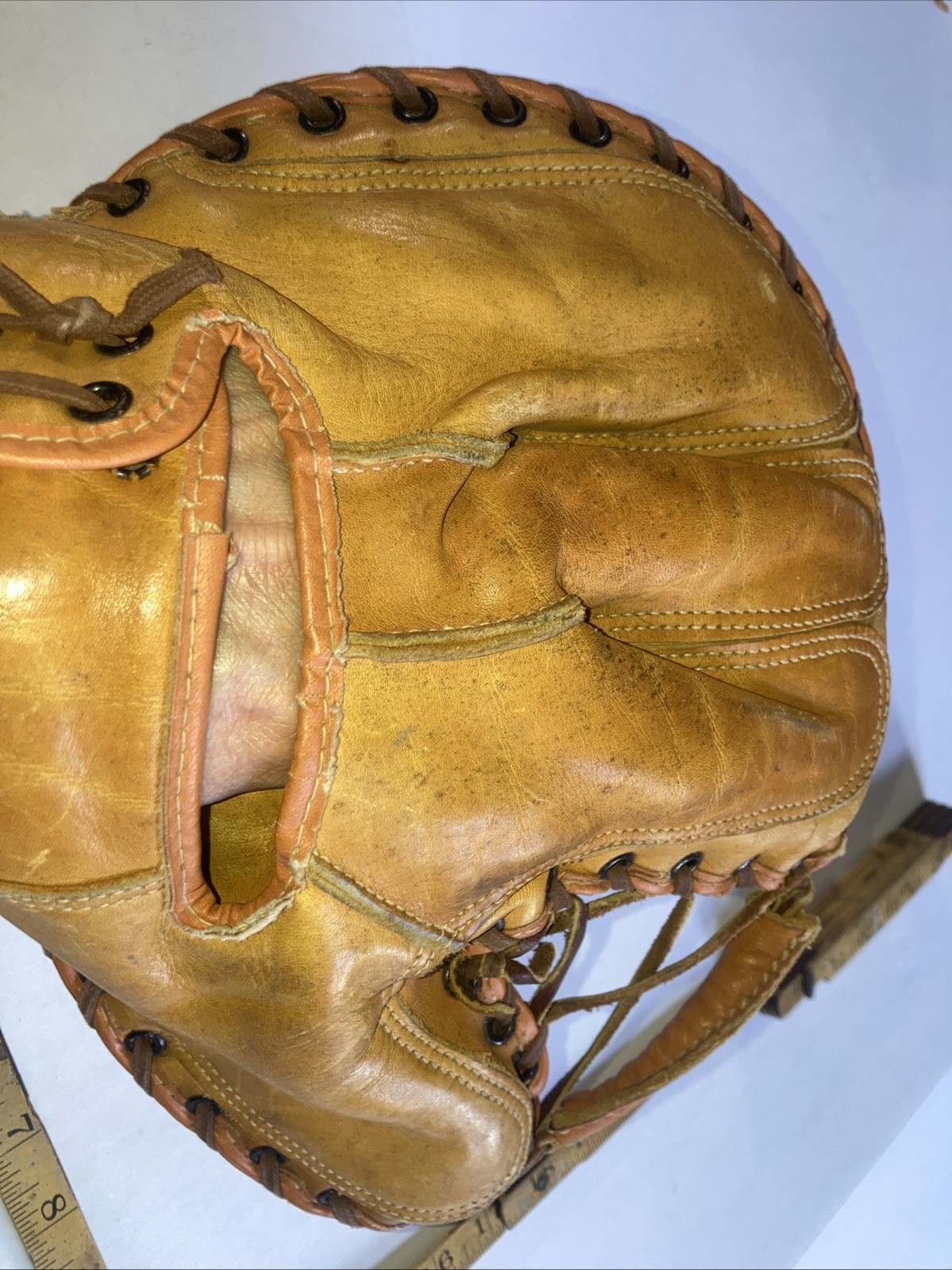 Vintage Denkert Baseball Catcher Glove Mitt M228 Pro Maker Hinge Pad