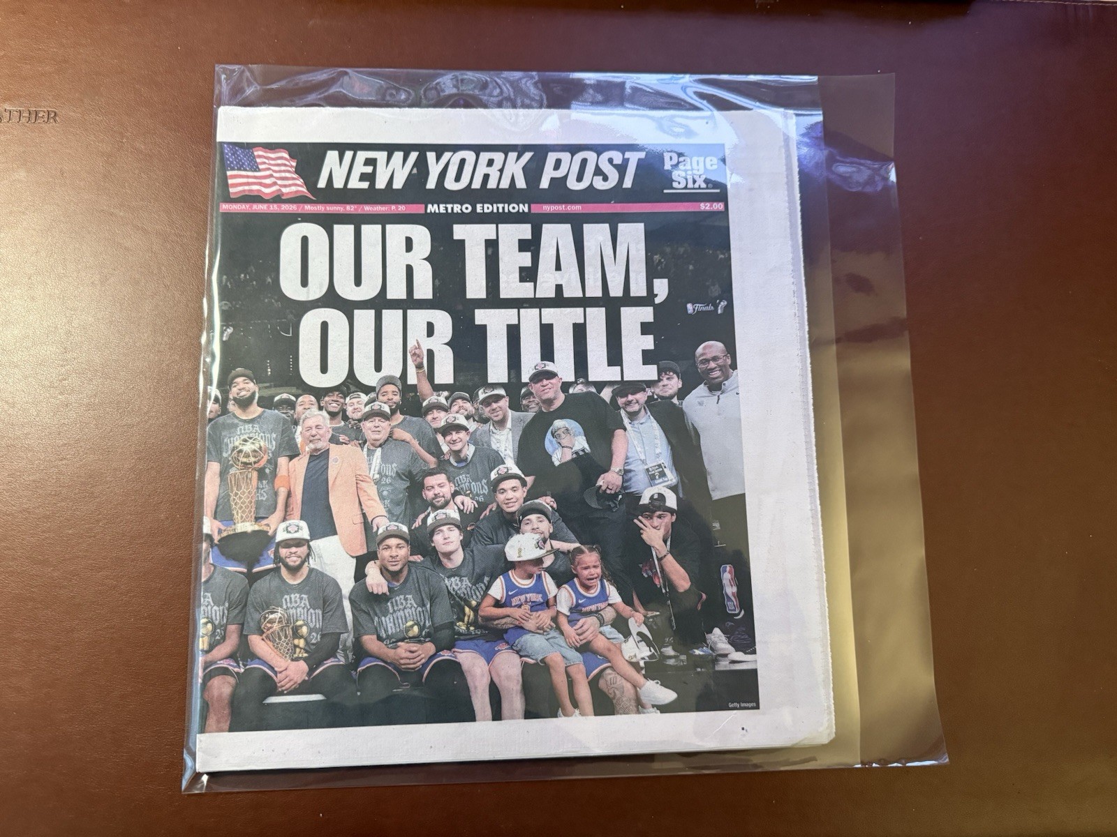NEW YORK POST JUNE 15 2026 KNICKS OUR TEAM OUR TITLE NEWSPAPER CHAMPIONS 🏆 💙🧡