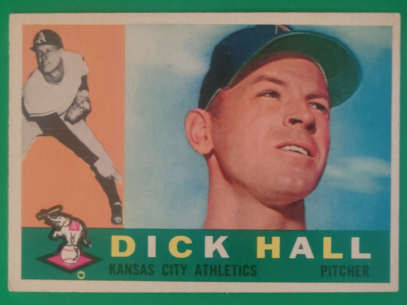 1960 Topps Dick Hall #308 Kansas City Athletics EX-EXMT Clean w/Brilliant Color