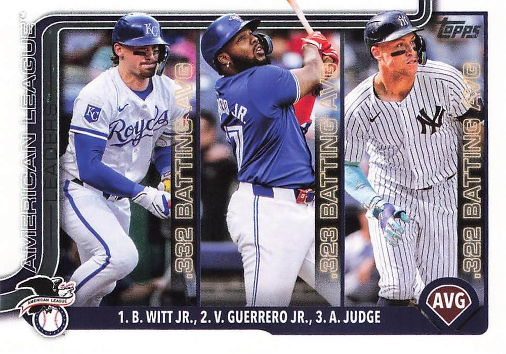 2025 Topps Series 1 – #345 Guerrero Jr., Judge, Witt Jr. League Leaders
