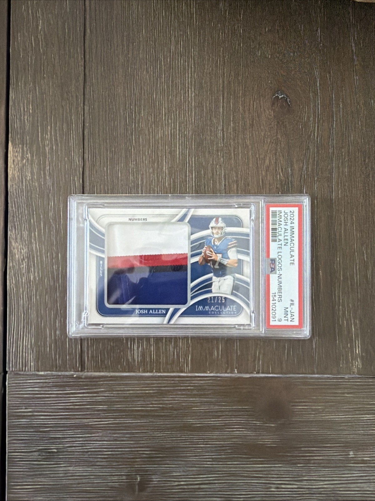 Josh Allen Panini Immaculate Logos/ Numbers Patch /25 PSA 9