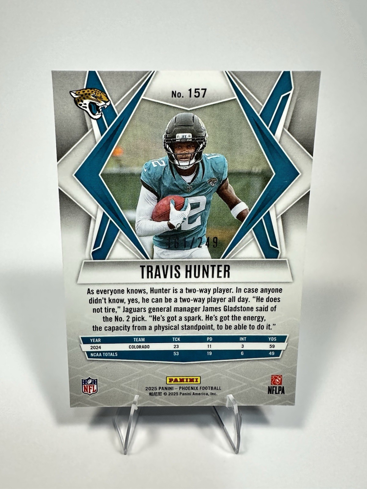 2025 Panini Phoenix Travis Hunter #157 RC Purple Hyper 161/249 Jaguars