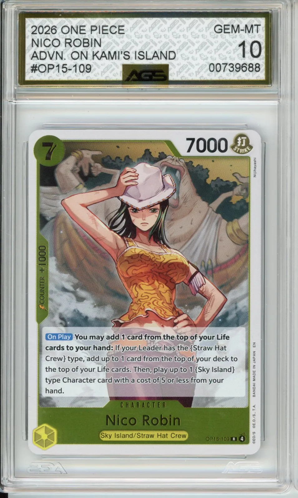 2026 One Piece ADVENTURE ON KAMI’S ISLAND NICO ROBIN OP15-109 AGS 10