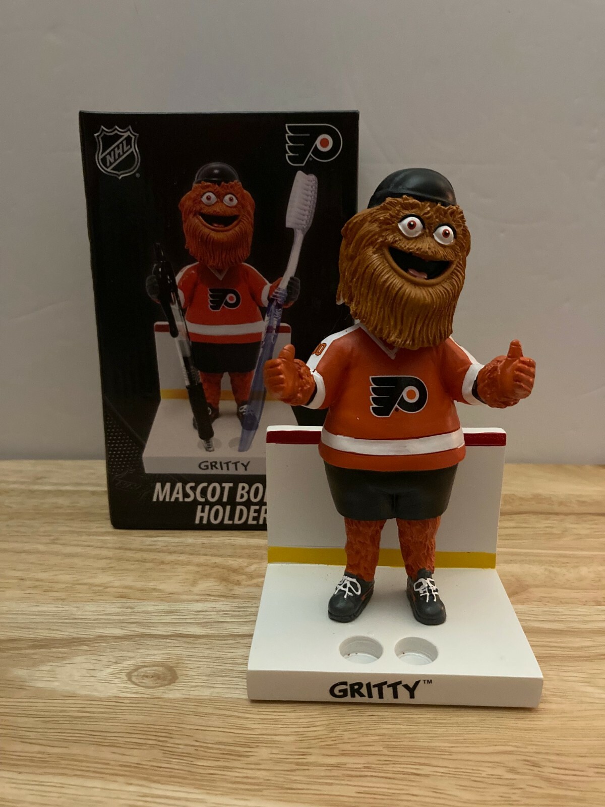 NHL Philadelphia Flyers Gritty Mascot Bobblehead/Bobble Holder RARE ITEM