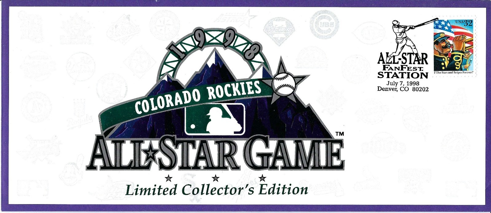 1998 Colorado Rockies All Star Game USPS Commemorative Envelope MLB Stamped #1