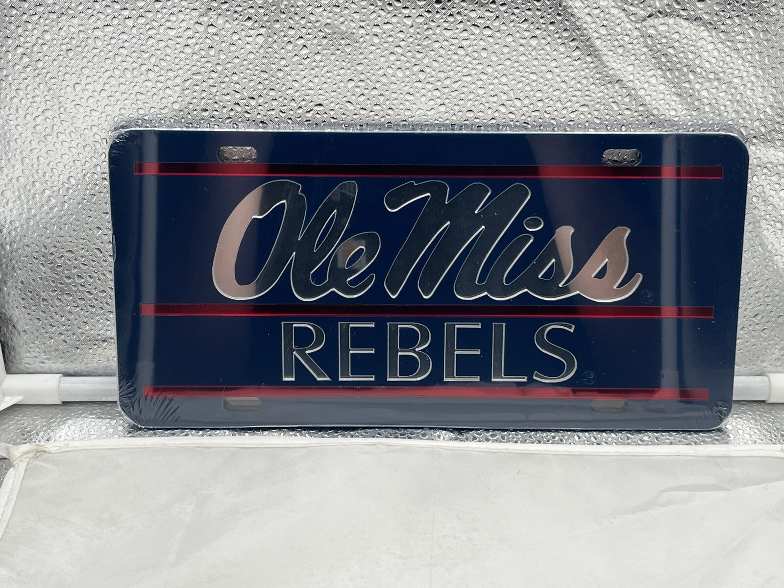 Ole Miss Rebels NCAA Blue Mirrored Laser Cut License Plate Craftique