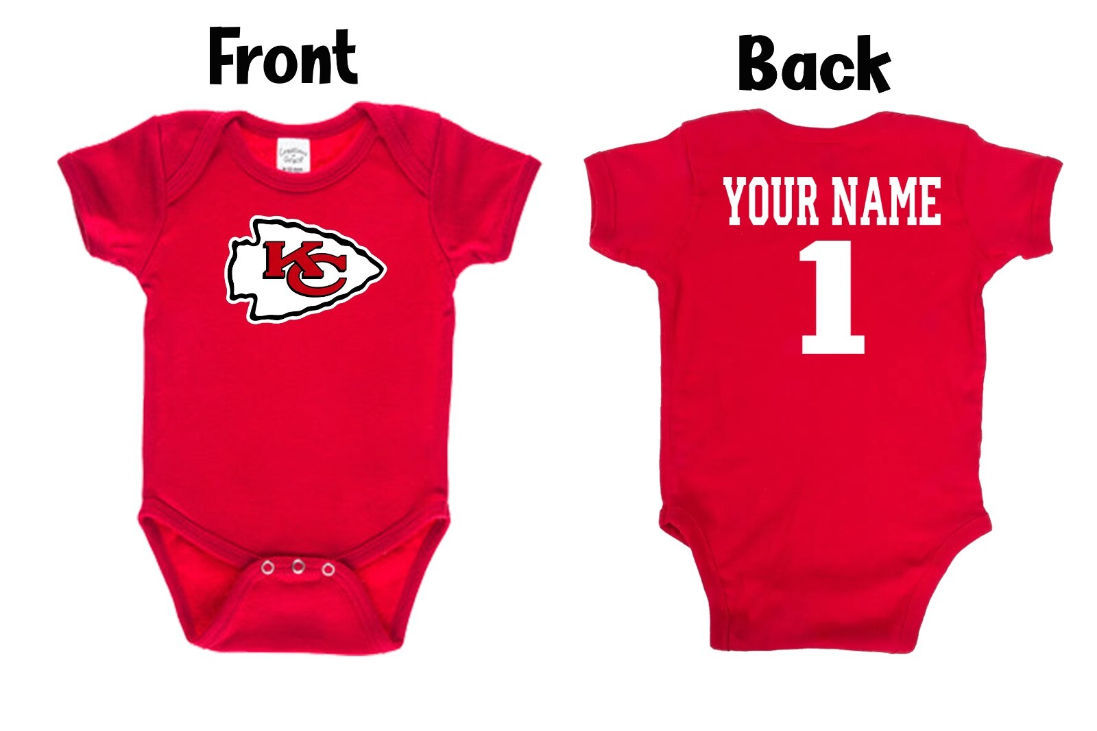 Kansas City Chiefs Homemade baby bodysuit.