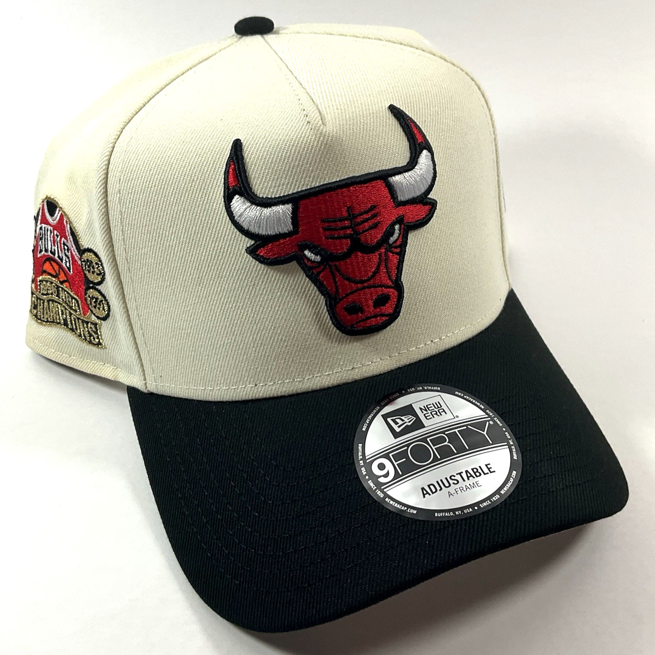 New Era Chicago Bulls Exclusive Cream Black 9FORTY A-Frame Snapback Hat Cap