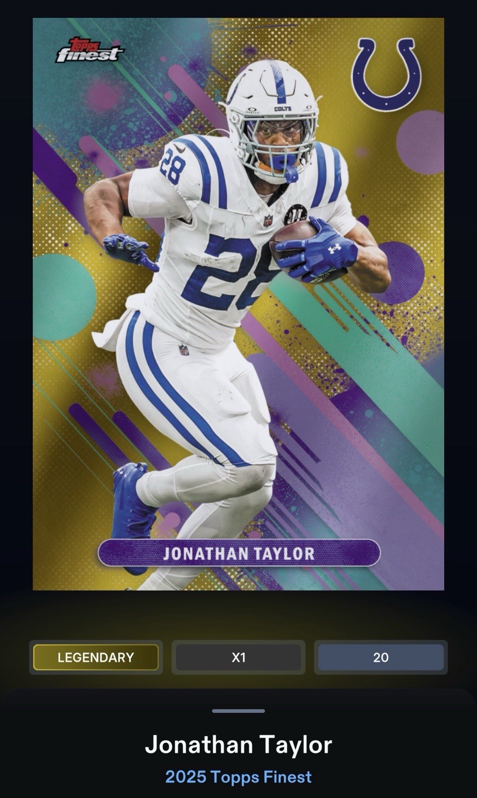 DIGITAL Topps NFL Collect – 2025 Topps Finest – Legendary /50 – Jonathan Taylor