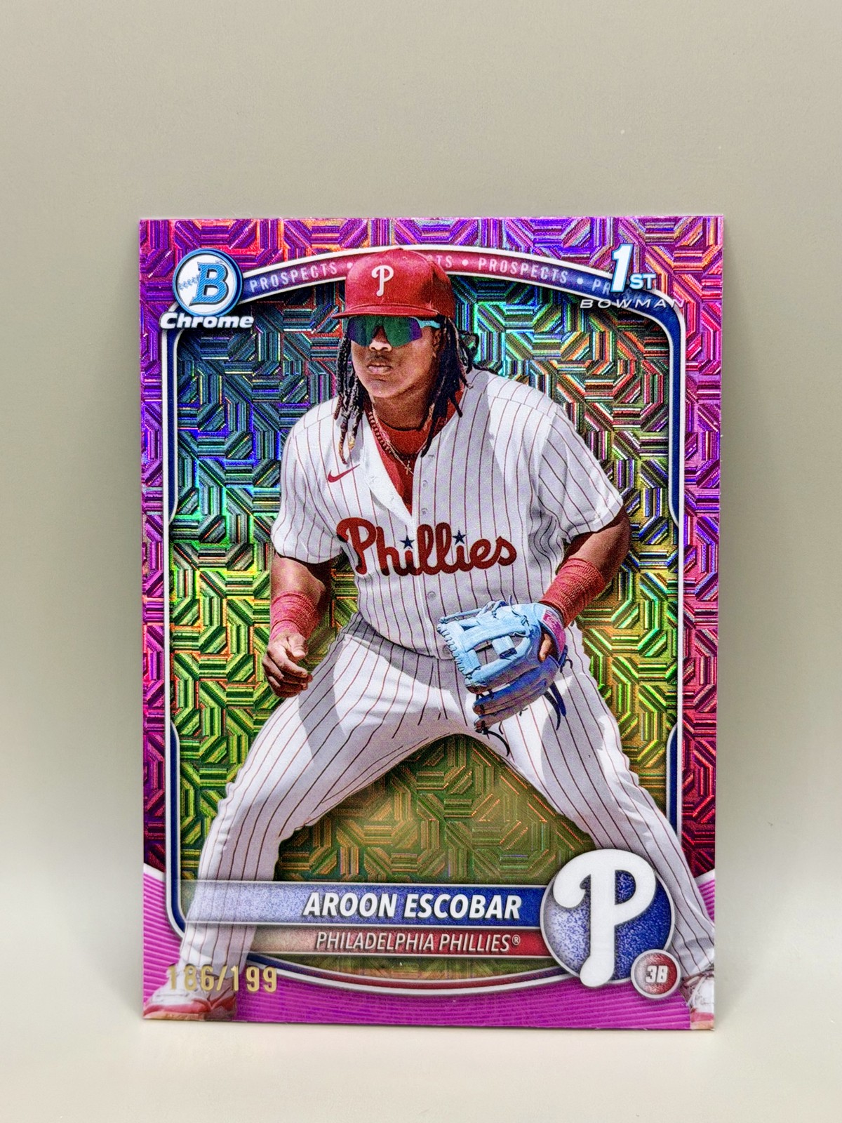 2025 Bowman – Chrome Prospects Aroon Escobar #BCP-65 Pink Mojo Refractor /199