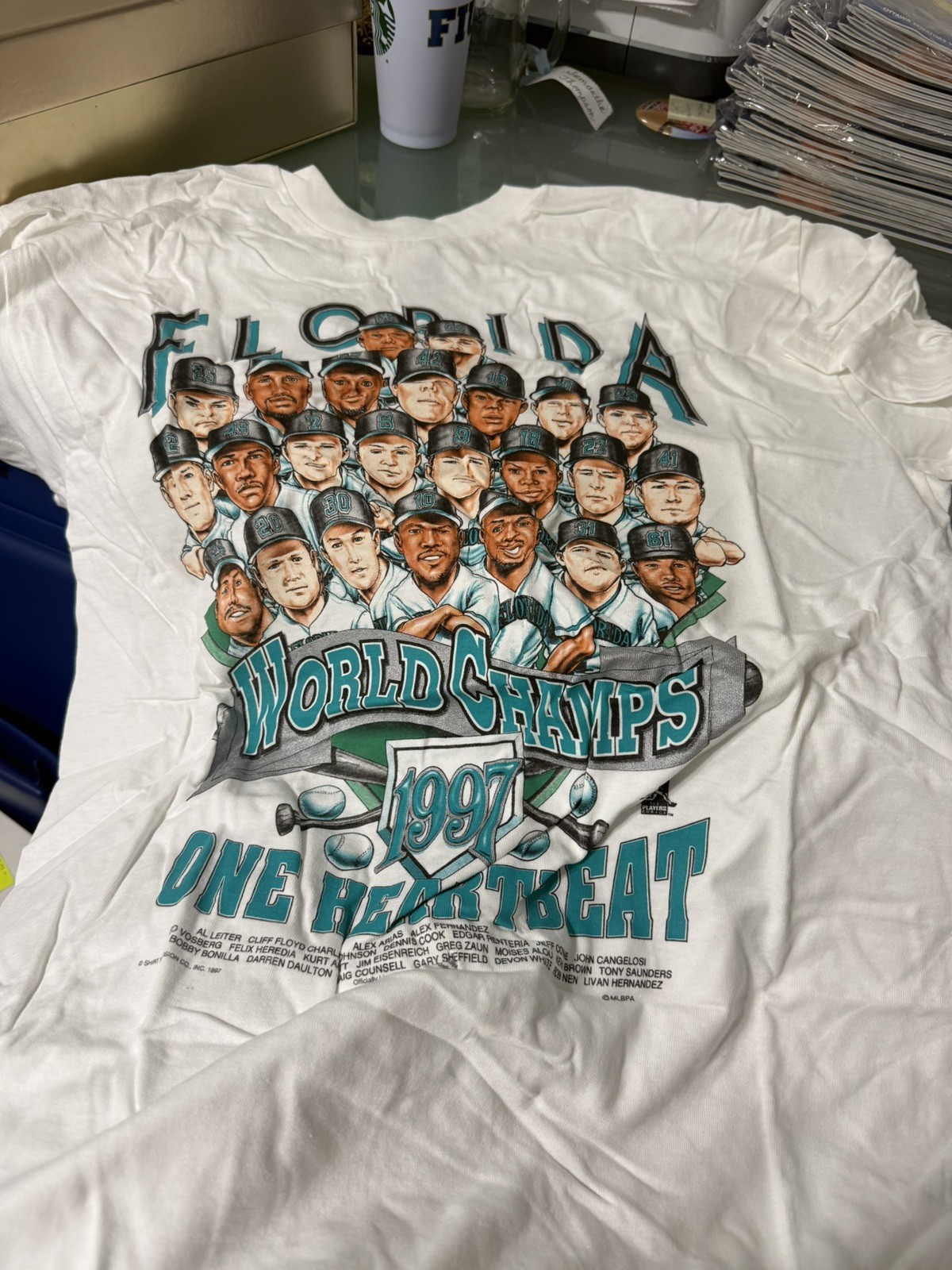 Vintage 1997 Shirt Xplosion MLB Florida Marlins World Champions T Shirt L RARE