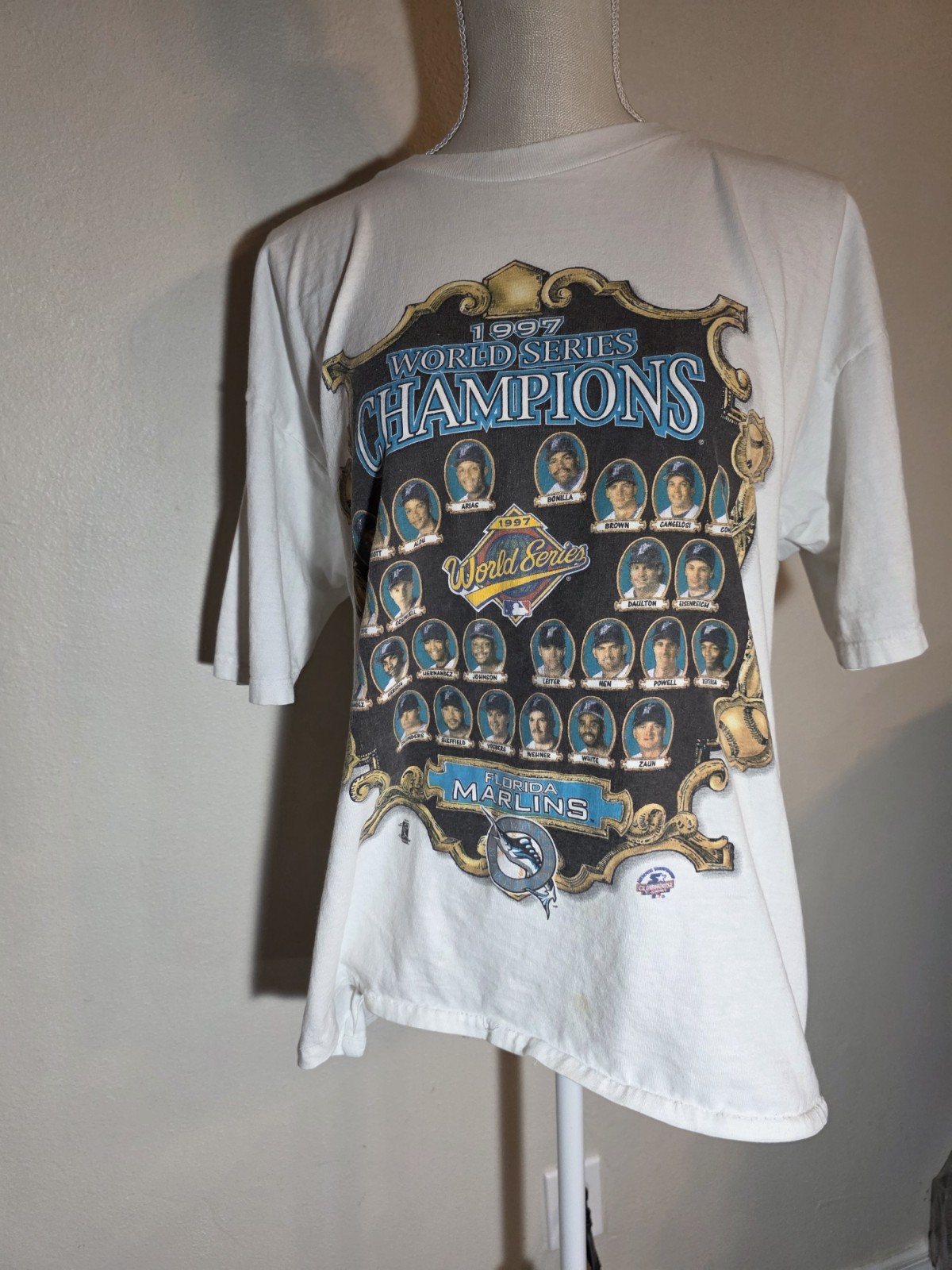 Vintage 1997 Florida Marlins World Series Shirt Distressed Starter Tee