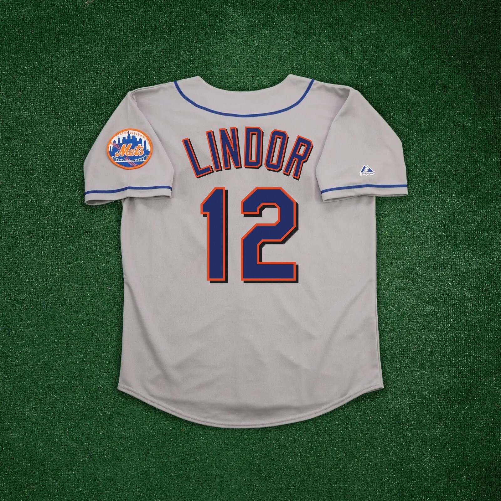 Francisco Lindor New York Mets Men’s Grey Road Jersey w/ Team Patch