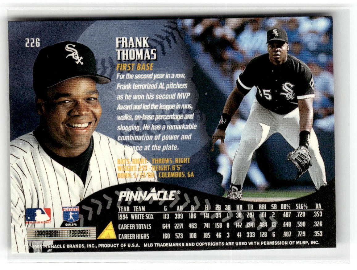 1995 Pinnacle #226 Frank Thomas Stepping Over Stadium, COOL CARD!