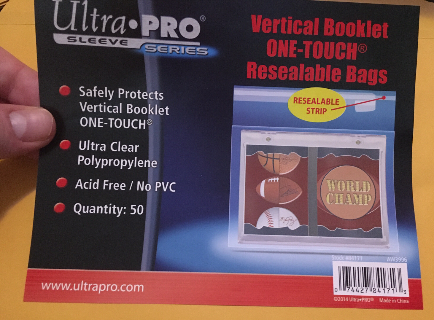 Ultra Pro Vertical Booklet One-Touch Team Bag 5 Bags Per Order NOT 50 Pack