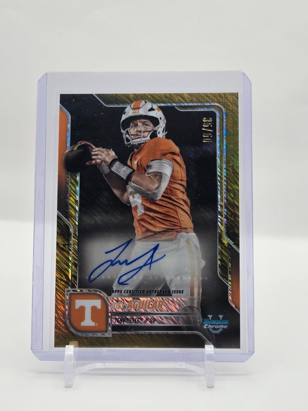 Joey Aguilar 2025 Bowman Chrome U Gold Shimmer Auto 35/50 #BCA-JOE