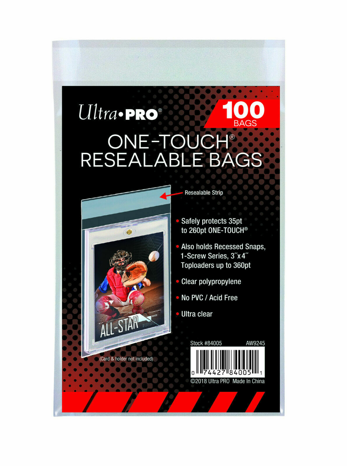 (100 NEW) ULTRA PRO Resealable One Touch Bags, Ultra Clear Free Shipping