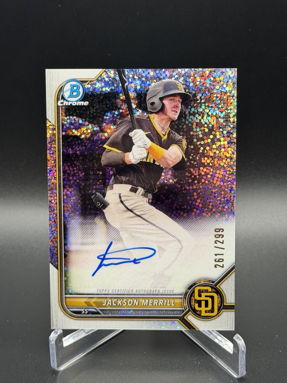 2022 Bowman Chrome Jackson Merrill Speckle Auto /299 Padres RC Prospect