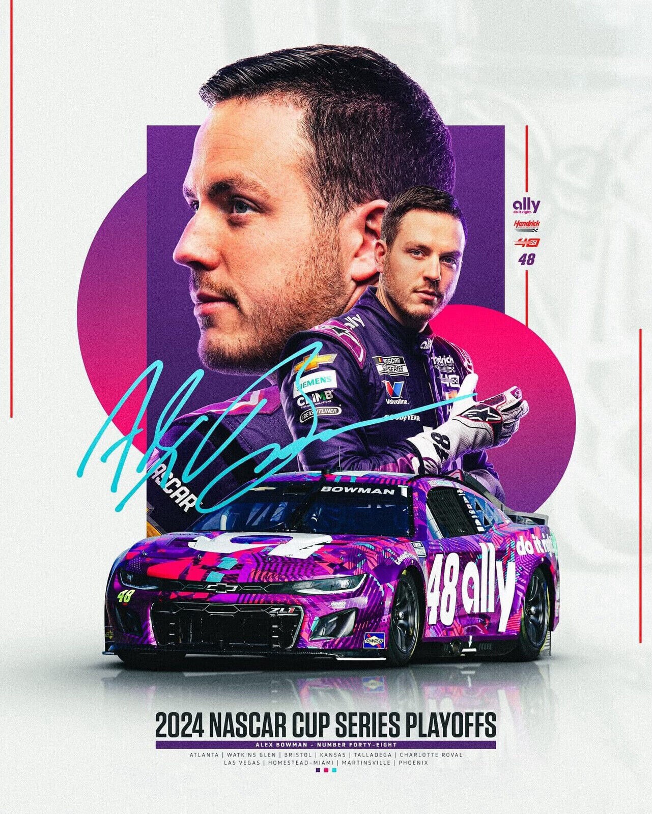 Alex Bowman #48 2024 Nascar Car Racing 3×5 FT Vertical Flag Wall Decore Banner