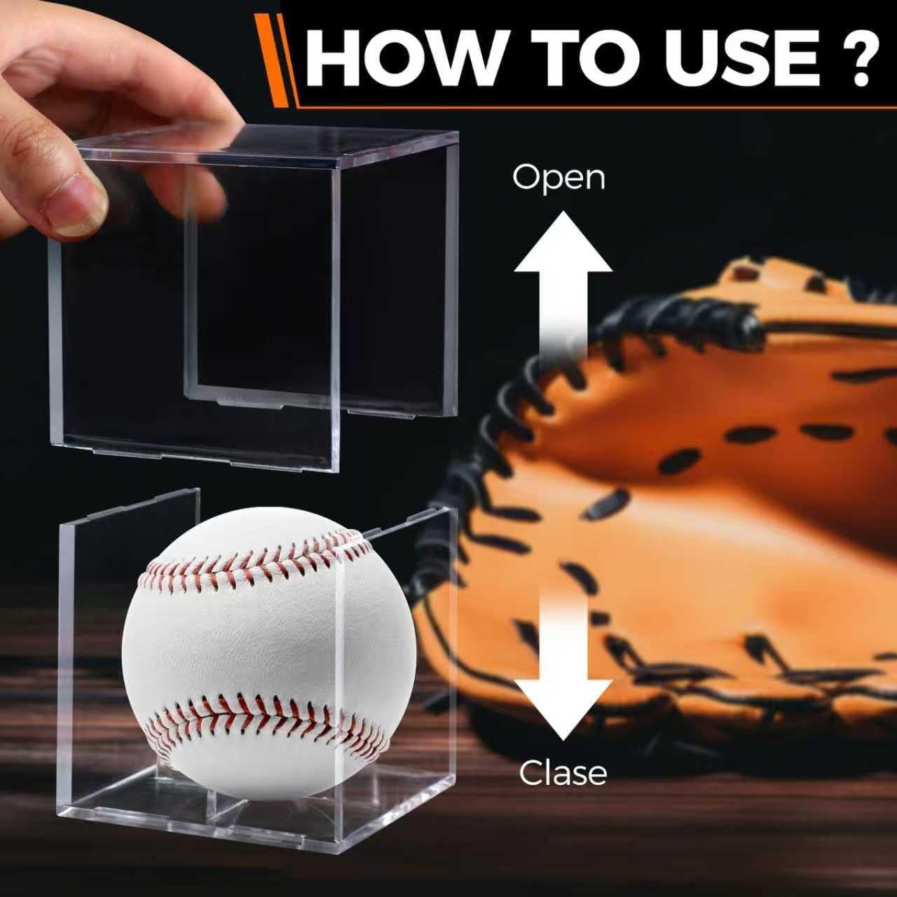 2 PACK Baseball Display Case UV Protected Acrylic Holder Cube for Official Balls