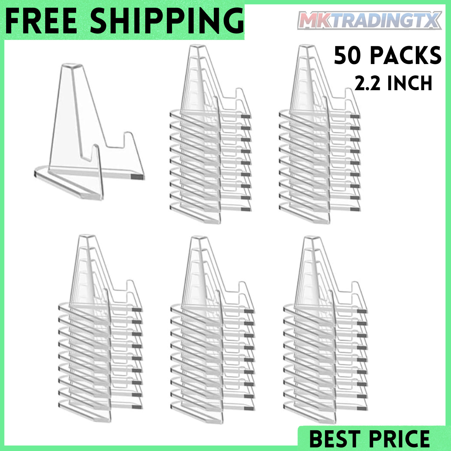 50 Pack Acrylic Card Display Stand 2.2 Inch Mini Easel Holder for Trading Cards