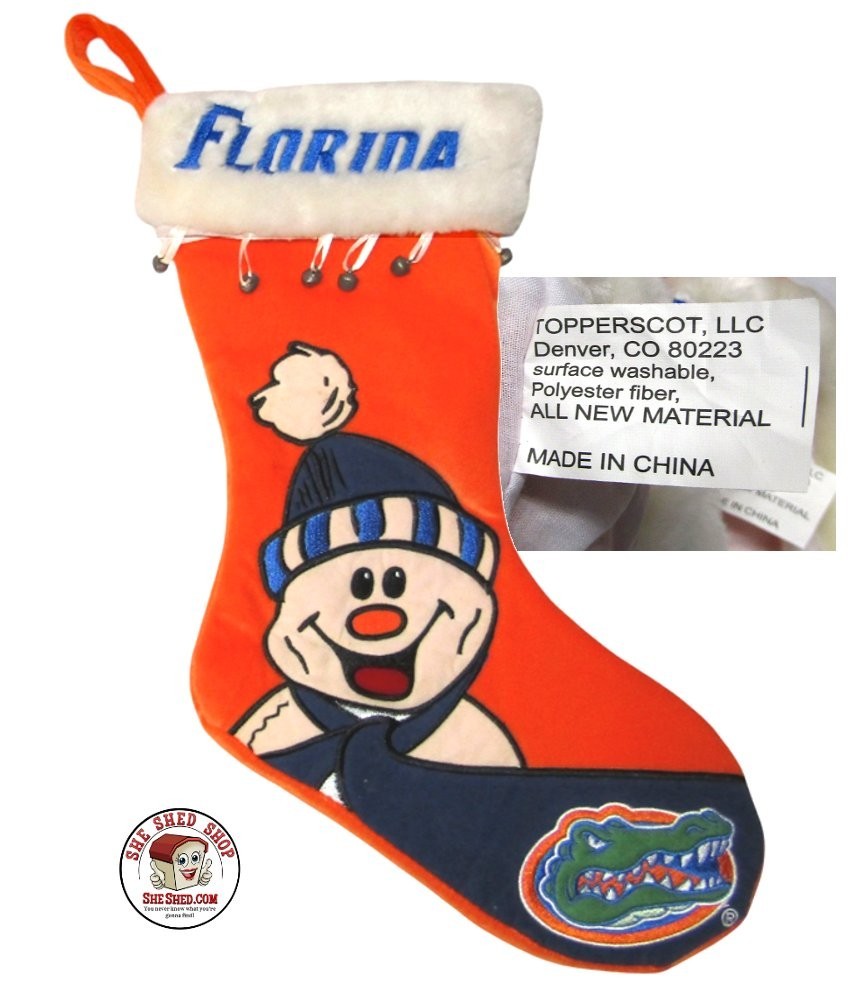 Florida Gators Christmas Stocking Lot of 2 Snowman Jingle Bells Topperscott NCAA